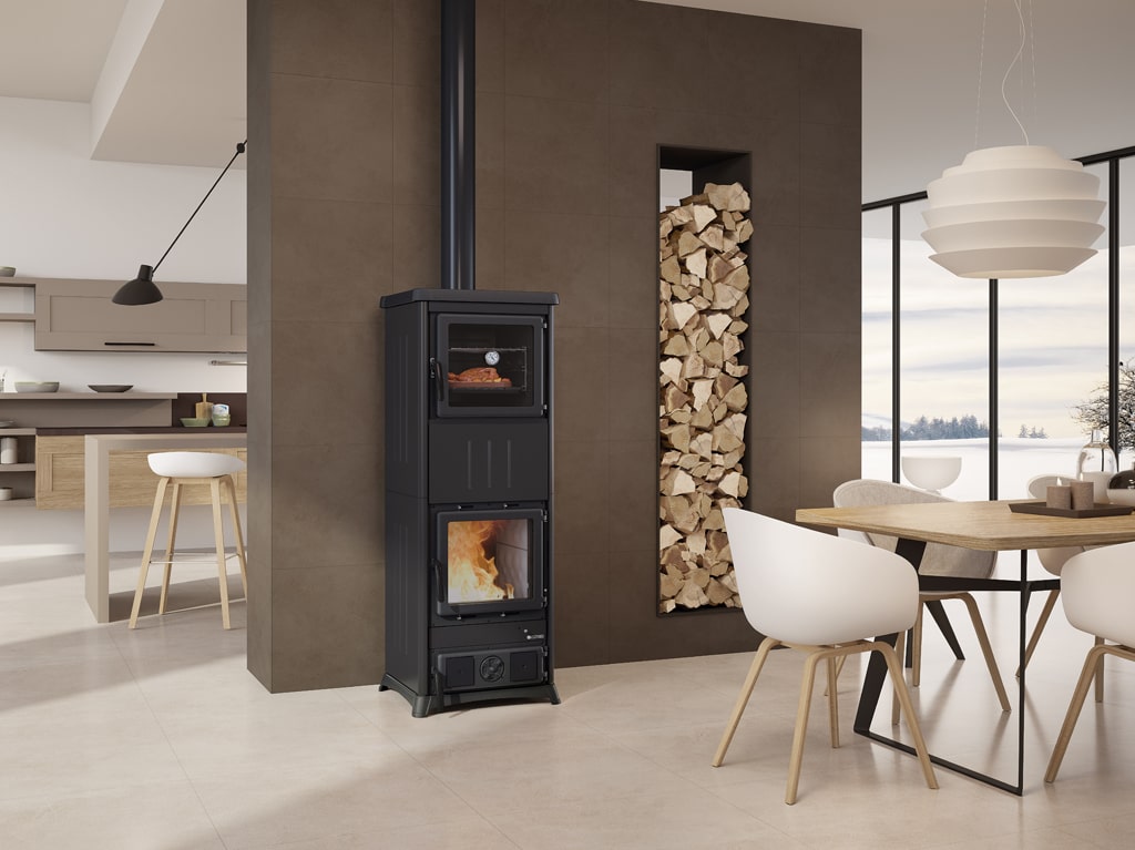 NOVA FORNO STEEL koza wolnoswojąca, koza na drewno, kominek wolnostojący, piecyk wolnostojący, kominek na drewno, piecyk kominkowy